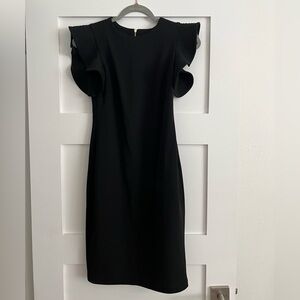 Black Calvin Klein Flutter Sleeve Sheath Dress
